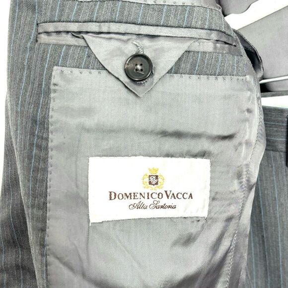 Domenico Vacca Grey 100% wool pinstripe pant Suit - Picture 11 of 12